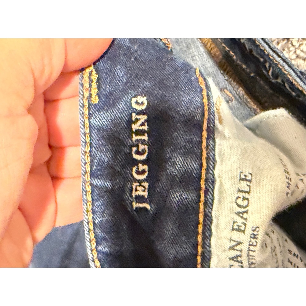 American Eagle Jegging Womens 10 Blue Super Super Stretch X4 Dark Wash Denim - Picture 5 of 11